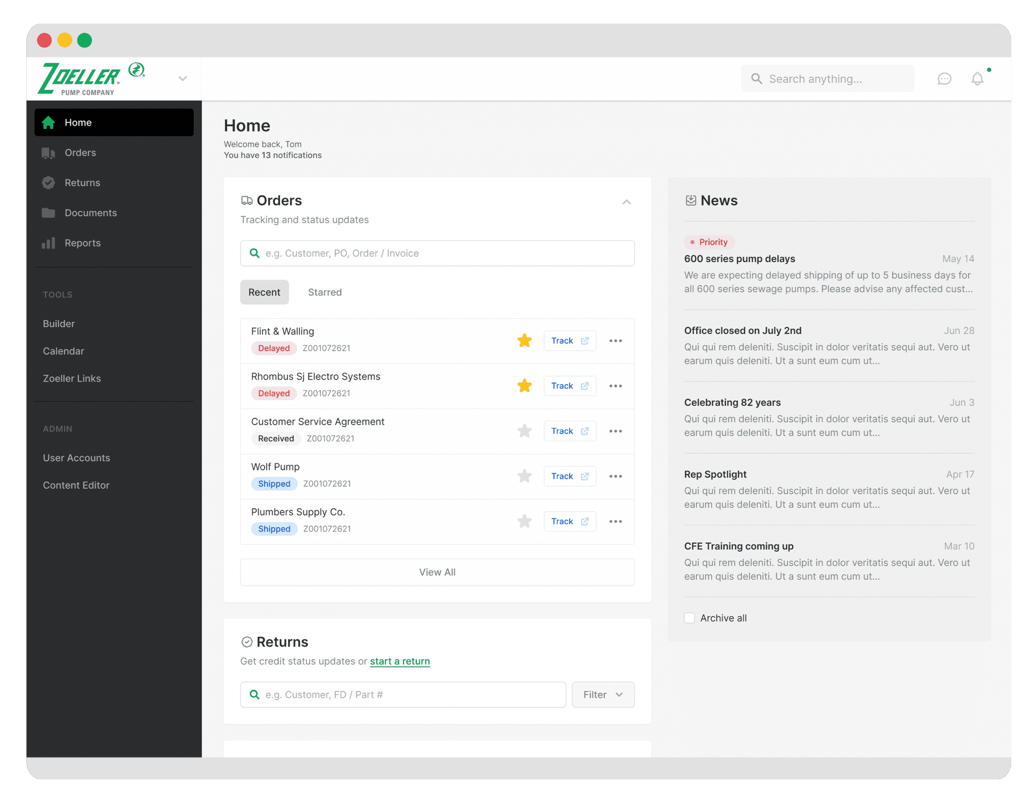 Zoeller dashboard