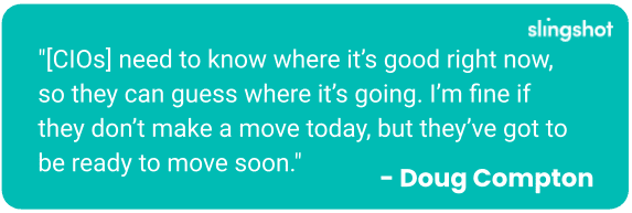 "[CIOs] need to know where it’s good right now, so they can guess where it’s going. I’m fine if they don’t make a move today, but they’ve got to be ready to move soon."