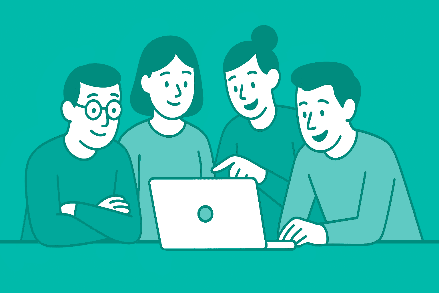 Rapid Prototyping team gathering feedback in teal